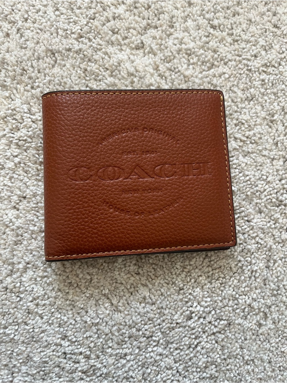 Coach Billfold Pebbled Leather Wallet